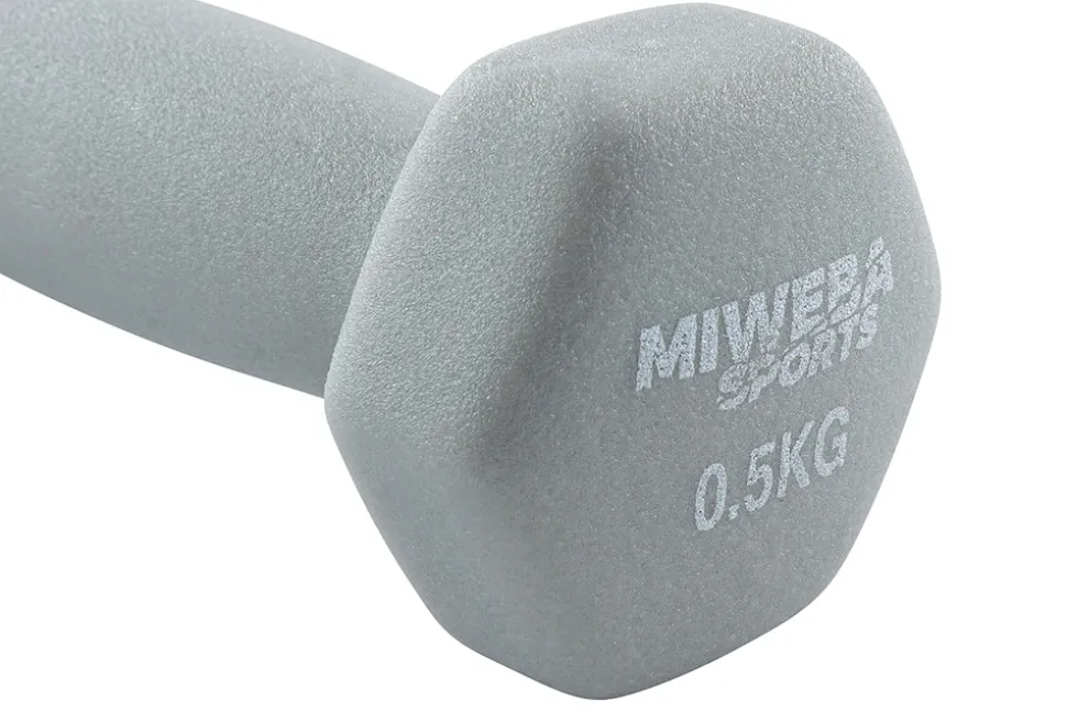 Miweba Sports Gymnastikhanteln 2er-Set NKH100, bodenschonend, 0,5-10 kg, Anti-Rutsch-Oberfläche (Grau, 2x 0,5 Kg)