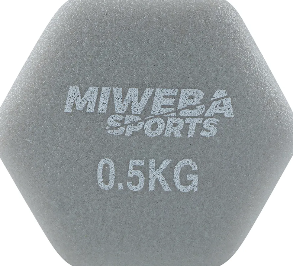 Miweba Sports Gymnastikhanteln 2er-Set NKH100, bodenschonend, 0,5-10 kg, Anti-Rutsch-Oberfläche (Grau, 2x 0,5 Kg)