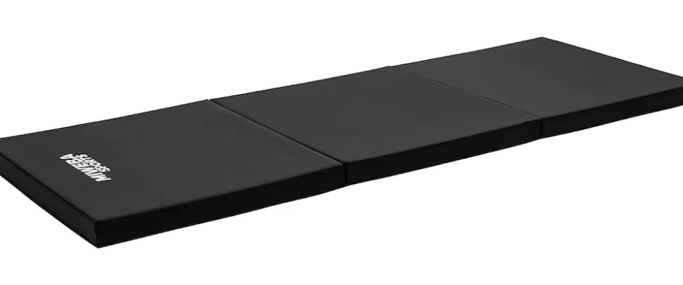 Miweba Sports Gymnastikmatte GM100, faltbar, rutschfest, Turnmatte für zuhause, Tragegriffe, PVC (Schwarz)