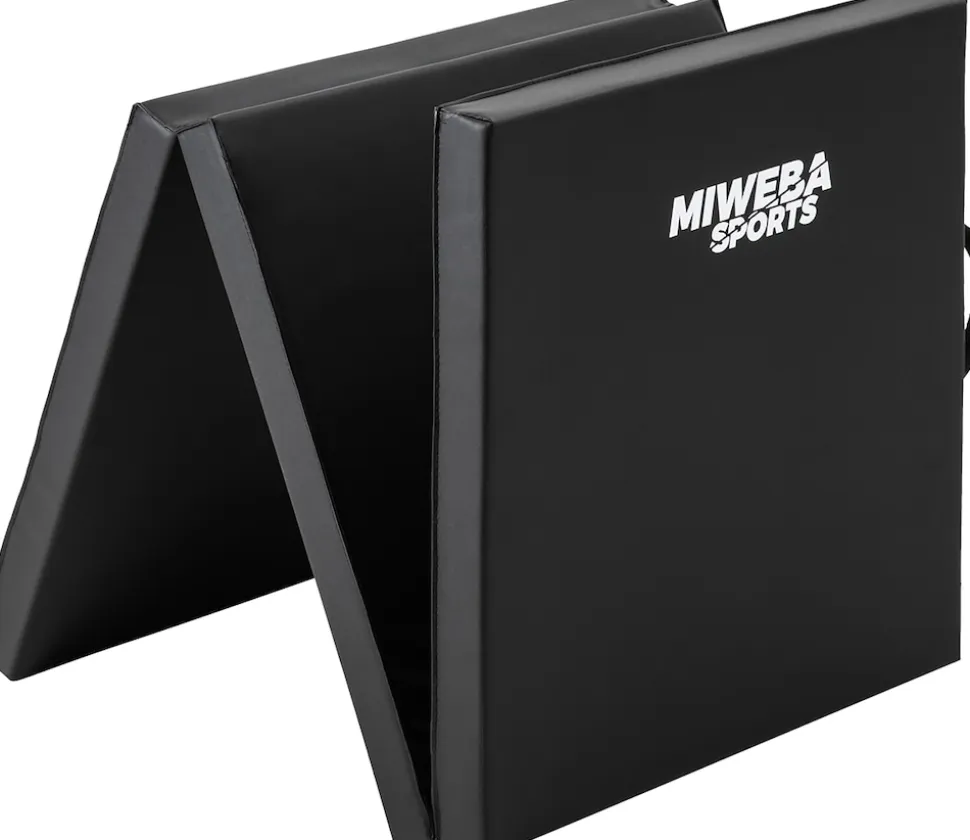 Miweba Sports Gymnastikmatte GM100, faltbar, rutschfest, Turnmatte für zuhause, Tragegriffe, PVC (Schwarz)