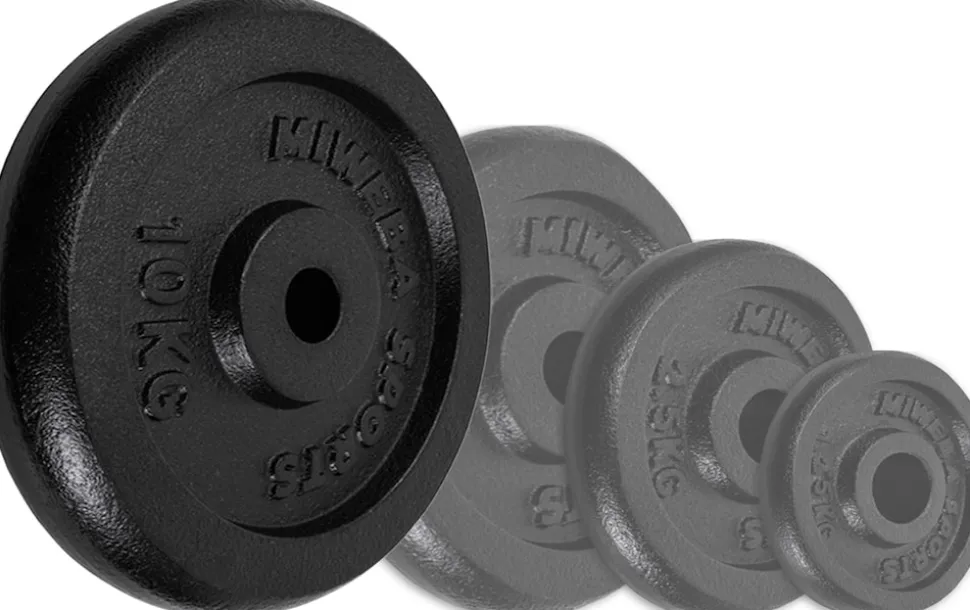 Miweba Sports Hantelscheiben HSG100, 2x 10 kg Hantel-Gewichte, passend für Ø 30mm, Set, Gusseisen