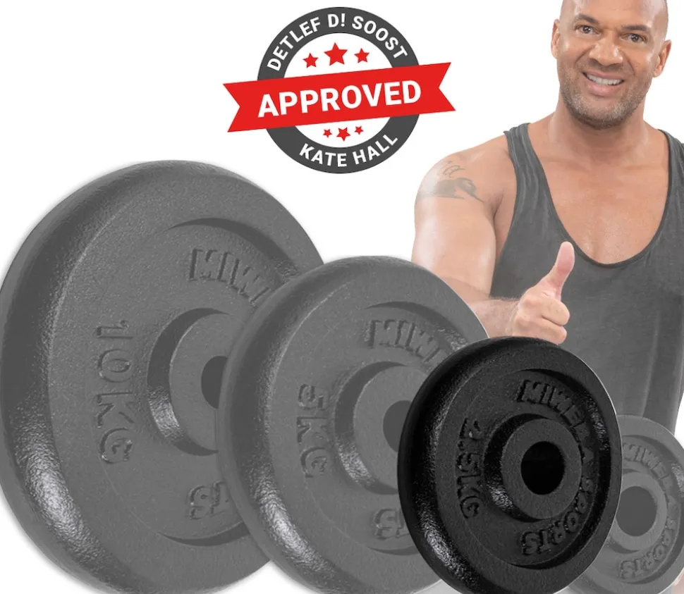 Miweba Sports Hantelscheiben HSG25, 4x 2,5 kg Hantel-Gewichte, passend für Ø 30mm, Set, Gusseisen