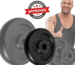 Miweba Sports Hantelscheiben HSG75, 4 x 5 kg Hantel-Gewichte, passend für Ø 30 mm, Set, Gusseisen