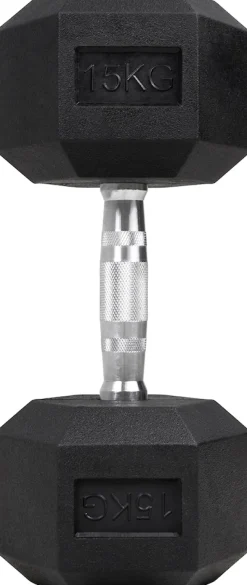 Miweba Sports Hexagon Kurzhanteln HGH100, Kurzhantel-Set, 2,5-15 kg, Gusseisen-Kern (Hantelpaar, 15 kg)