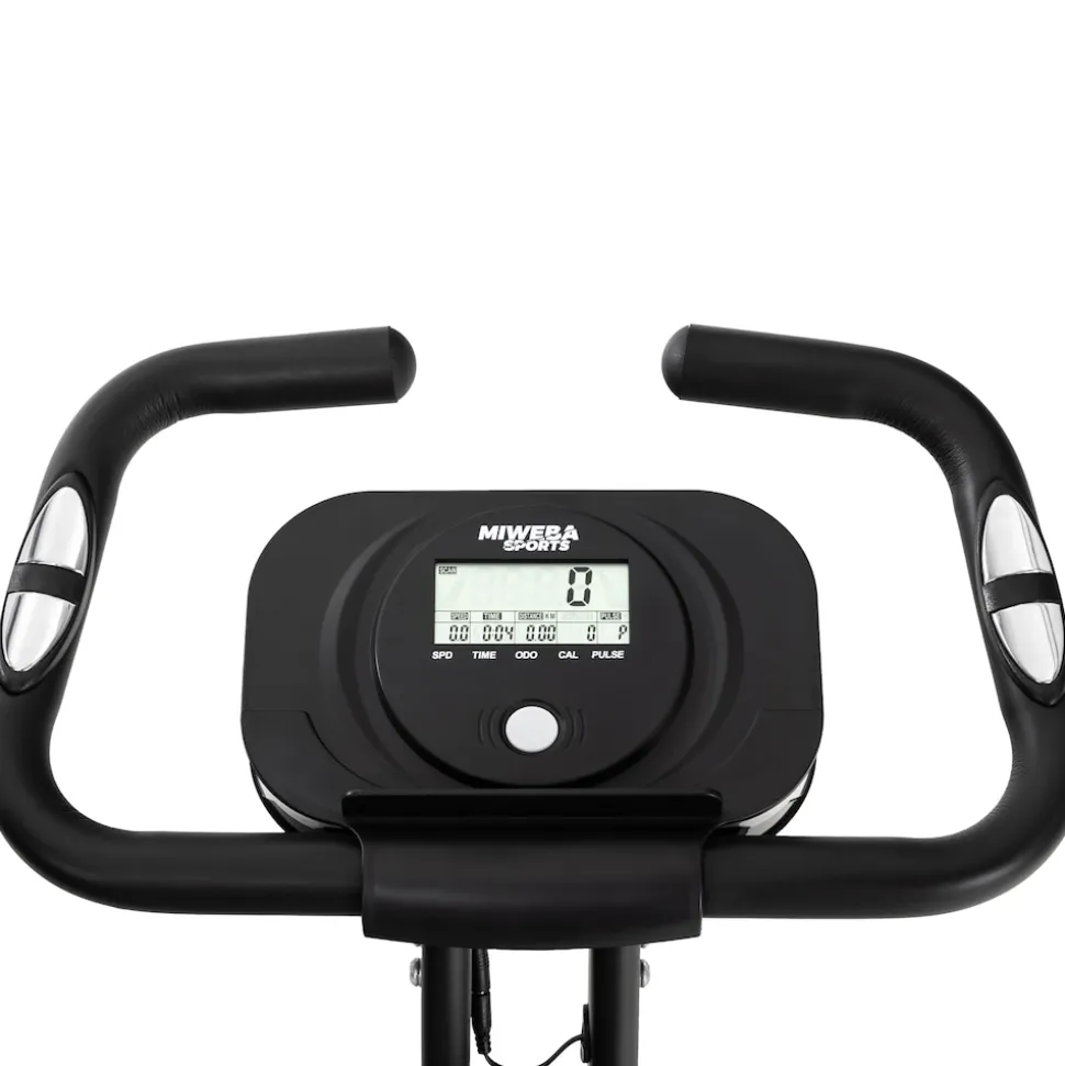 Miweba Sports Indoor-Cycle MX100 PRO mit Rückenlehne und ErgoGrip Griffen, klappbar (Pro, Schwarz/Grau)