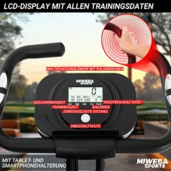 Miweba Sports Indoor-Cycle MX100 PRO mit Rückenlehne und ErgoGrip Griffen, klappbar (Pro, Schwarz/Grau)