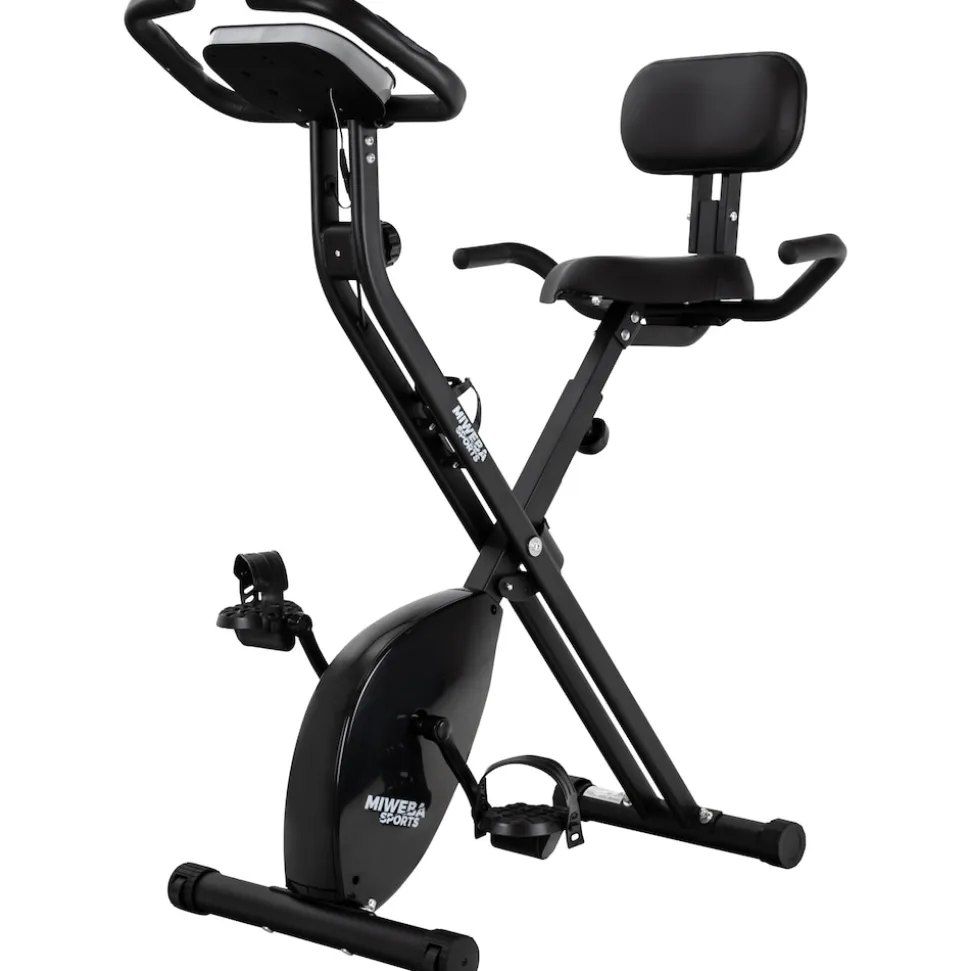 Miweba Sports Indoor-Cycle MX100 PRO mit Rückenlehne und ErgoGrip Griffen, klappbar (Pro, Schwarz/Grau)