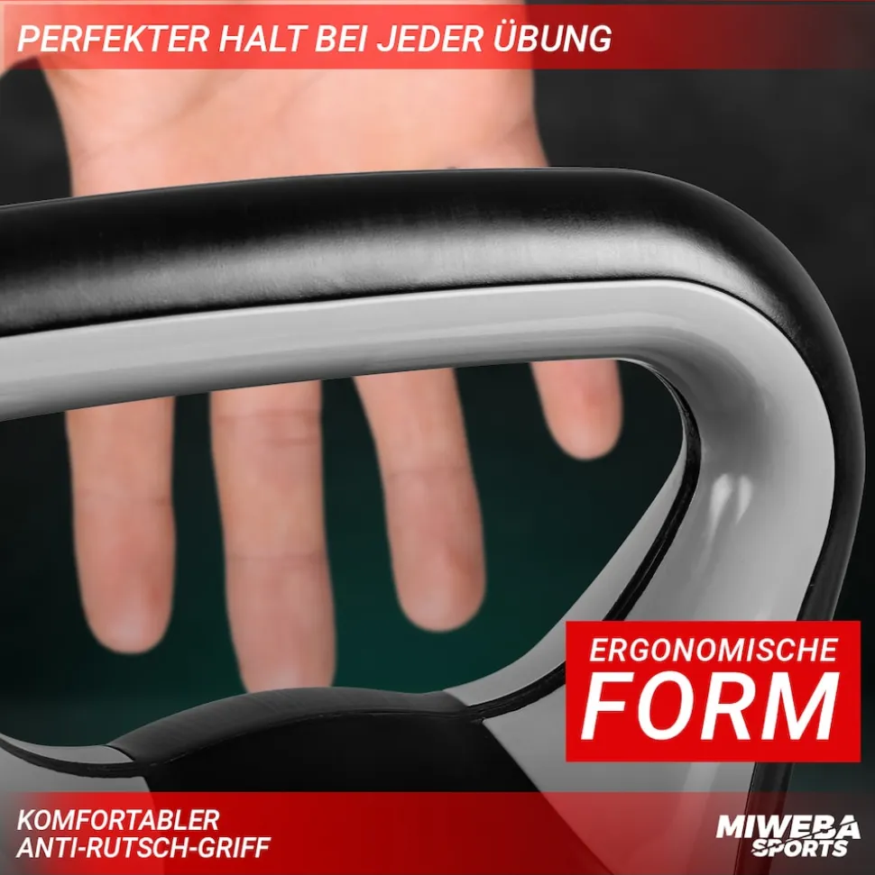 Miweba Sports Kettlebell KB200, Kunststoff-Kugelhantel, 4-12 kg, Anti-Rutsch-Griff, Hartgummifüße (4,0 kg)