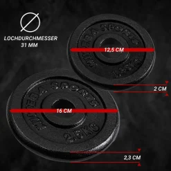 Miweba Sports Kurzhantel MKH110, 10 kg, Gewichte aus Gusseisen, Stahl-Hantelstange, Sternverschluss (Hantelpaar)