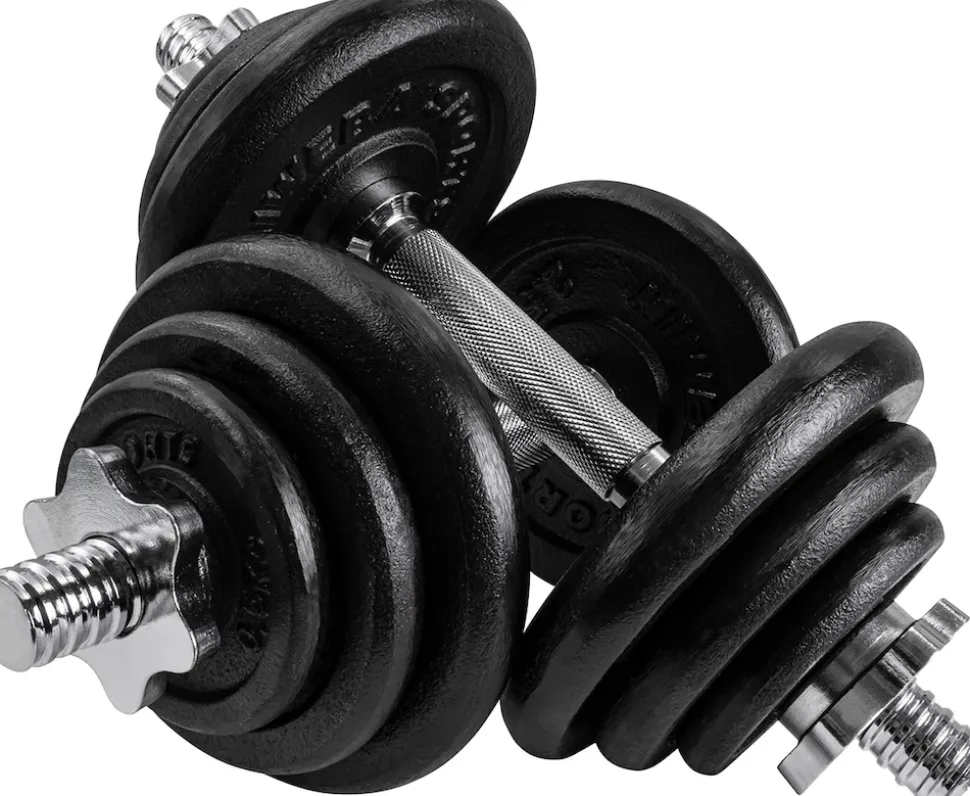 Miweba Sports Kurzhantel-Set MKH120, 20kg, Hantelkoffer, Gewichte aus Gusseisen, Stahl-Hantelstange (Mit Koffer)