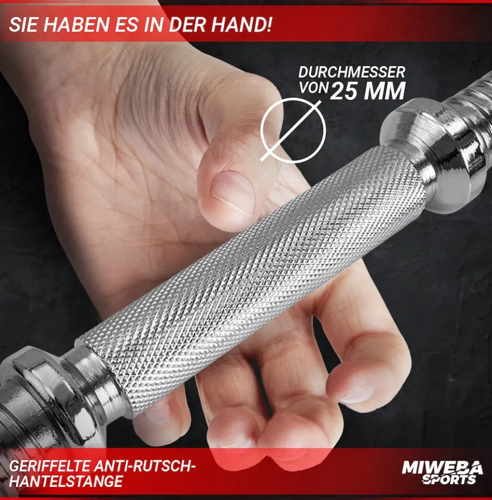Miweba Sports Kurzhantel-Set MKH120, 20kg, Hantelkoffer, Gewichte aus Gusseisen, Stahl-Hantelstange (Mit Koffer)