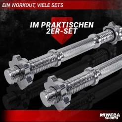 Miweba Sports Kurzhantelstange KH100, Sternverschluss, 35cm, Ø30mm, bis 40 kg, Stahl, 2er-Set (2 Stück)