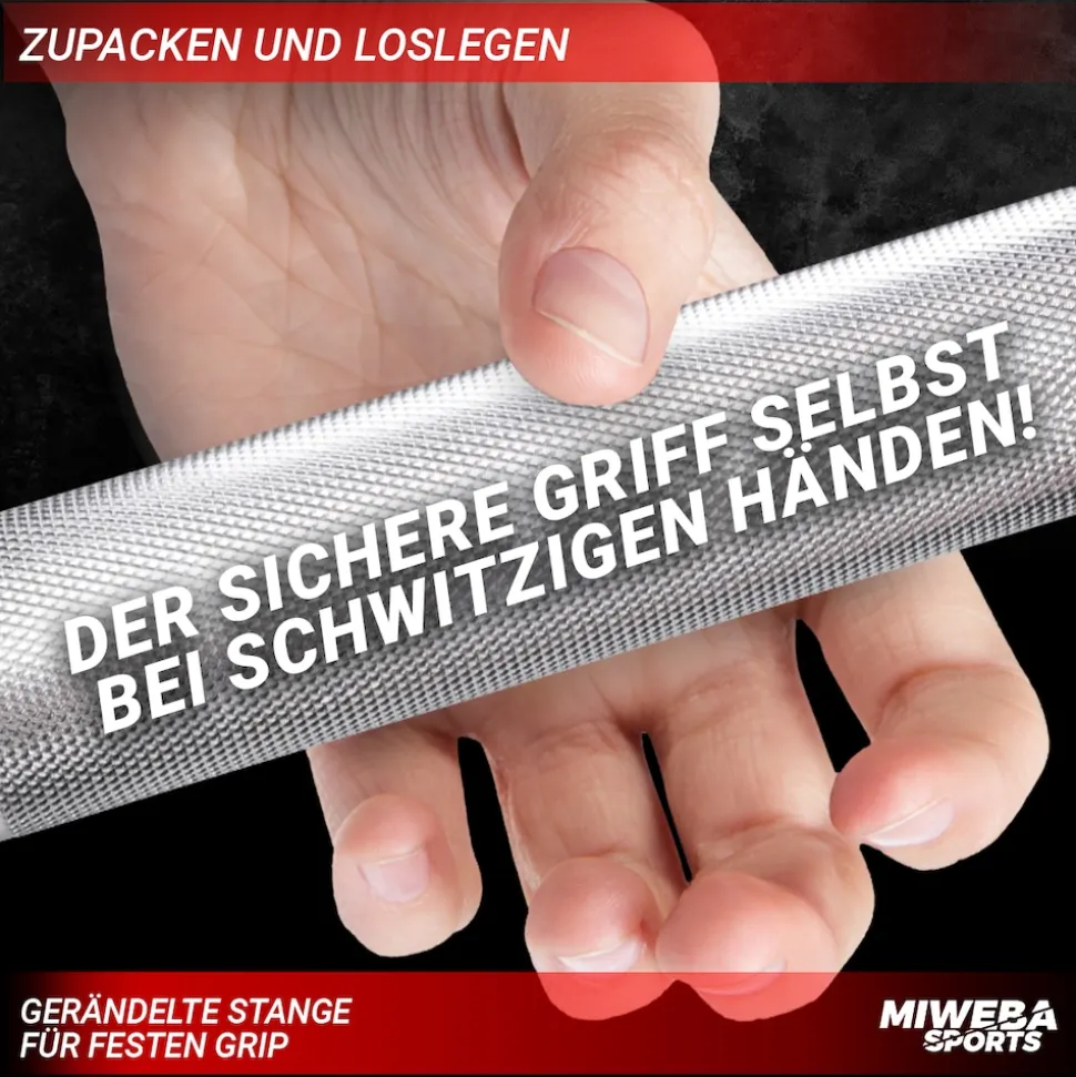 Miweba Sports Kurzhantelstange KH100, Sternverschluss, 35cm, Ø30mm, bis 40 kg, Stahl, 2er-Set (2 Stück)