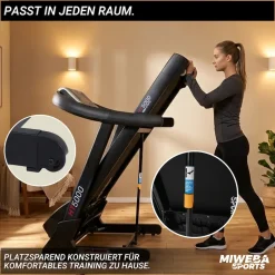 Miweba Sports Laufband Home Track HT5000, mit Steigung, 2600 Watt, große Lauffläche, 1-18 km/h (Schwarz)