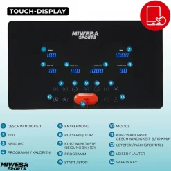 Miweba Sports Laufband Home Track HT3000, mit Steigung, 1300 Watt, 1-16 km/h, 12 Programme, klappbar (2.0, Schwarz/Weiß)