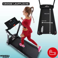 Miweba Sports Laufband Home Track HT3000, mit Steigung, 1300 Watt, 1-16 km/h, 12 Programme, klappbar (2.0, Schwarz/Weiß)