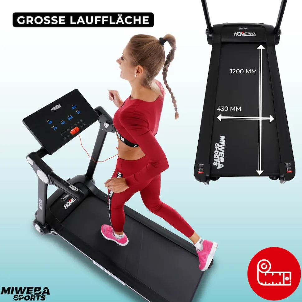 Miweba Sports Laufband Home Track HT3000, mit Steigung, 1300 Watt, 1-16 km/h, 12 Programme, klappbar (2.0, Schwarz/Weiß)