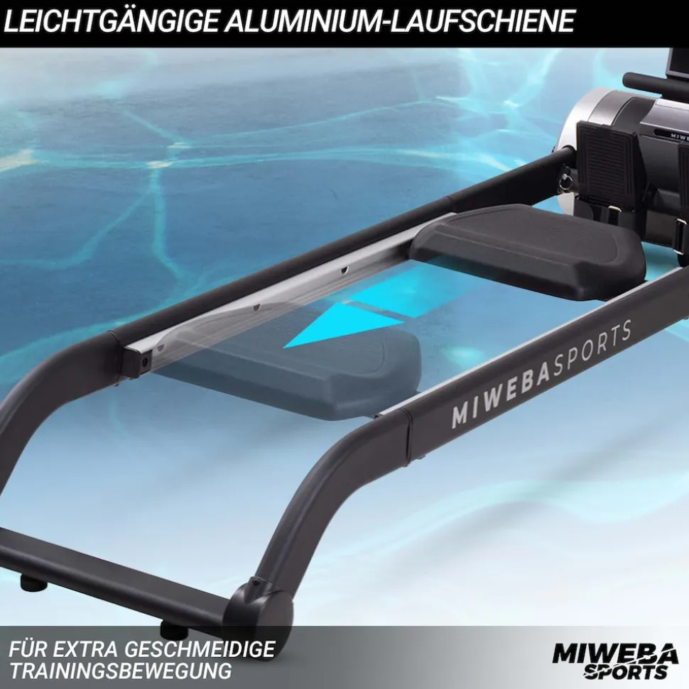 Miweba Sports Rudergerät MR100, Rudermaschine kompakt, Schaumstoff-Sitz, Display, Magnetbremse (Grau)