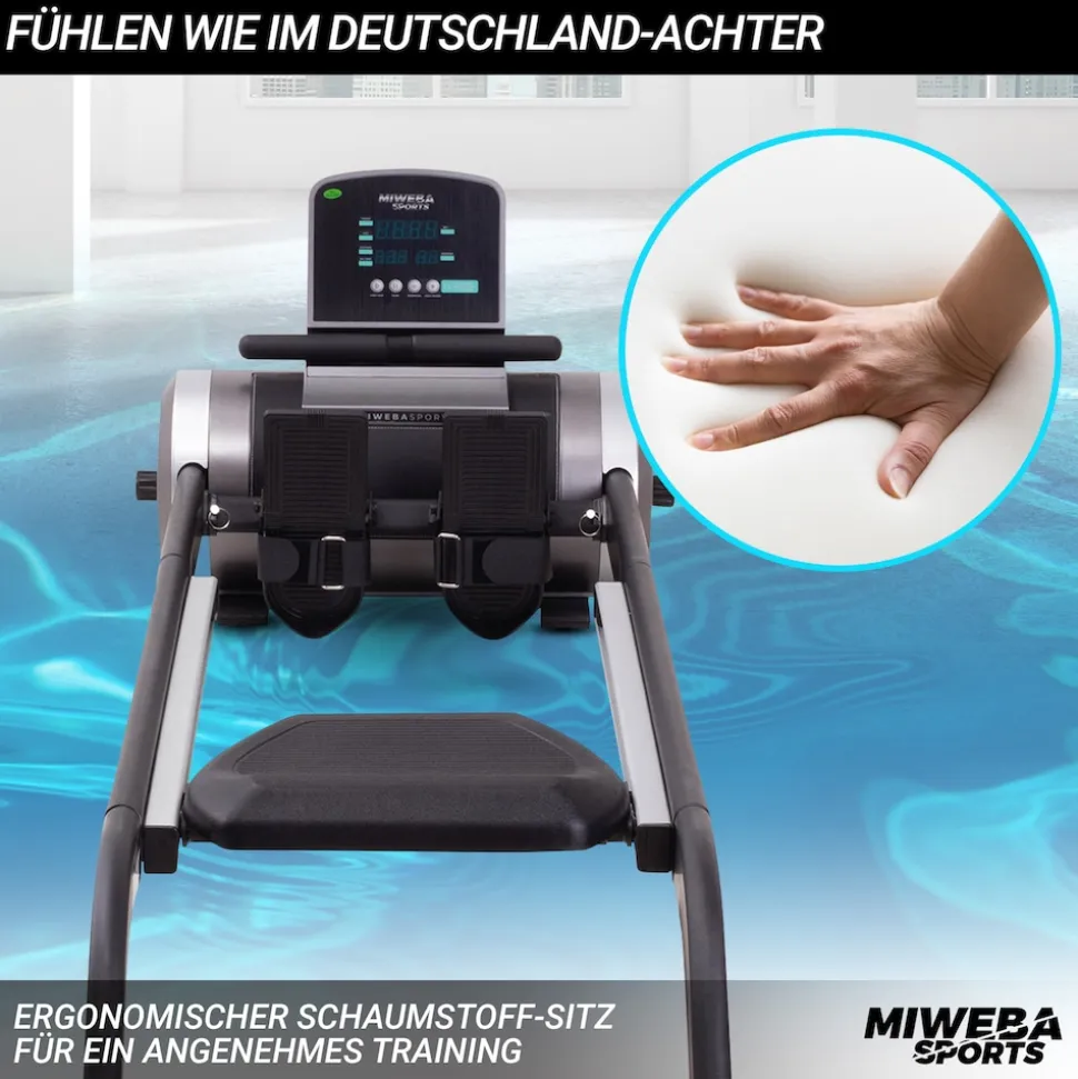Miweba Sports Rudergerät MR100, Rudermaschine kompakt, Schaumstoff-Sitz, Display, Magnetbremse (Grau)