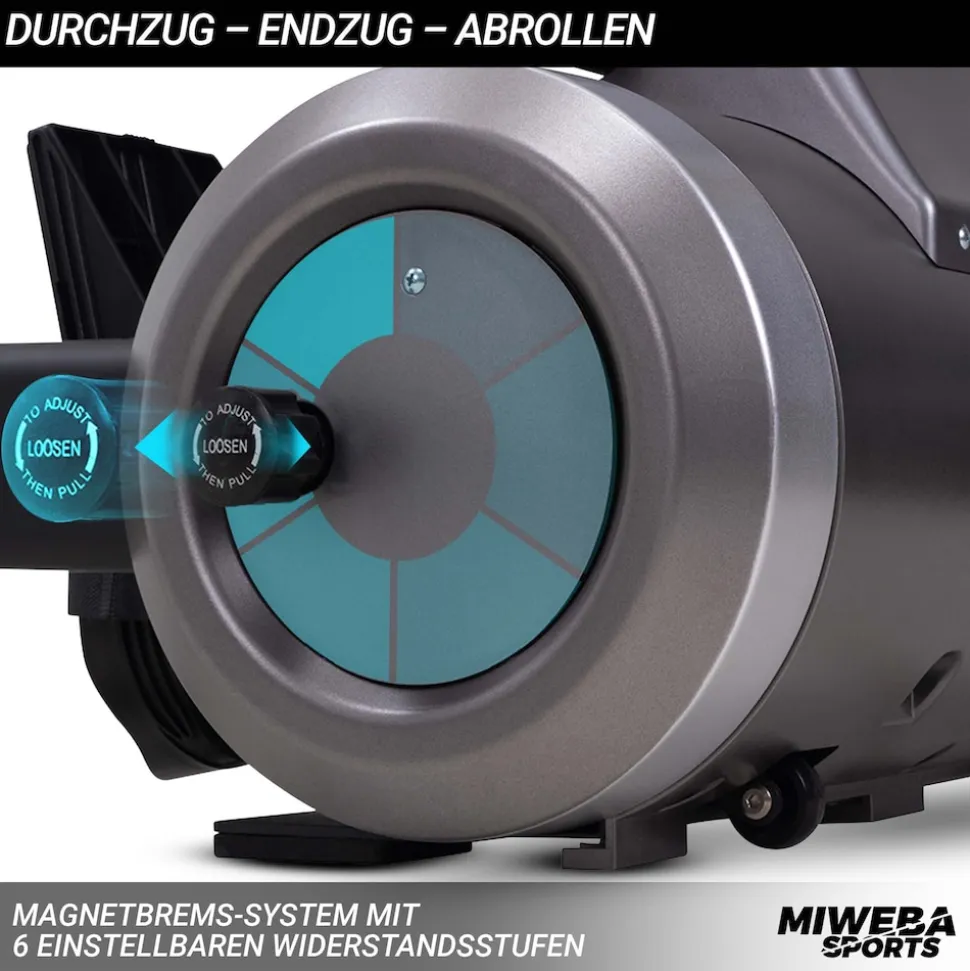 Miweba Sports Rudergerät MR100, Rudermaschine kompakt, Schaumstoff-Sitz, Display, Magnetbremse (Grau)