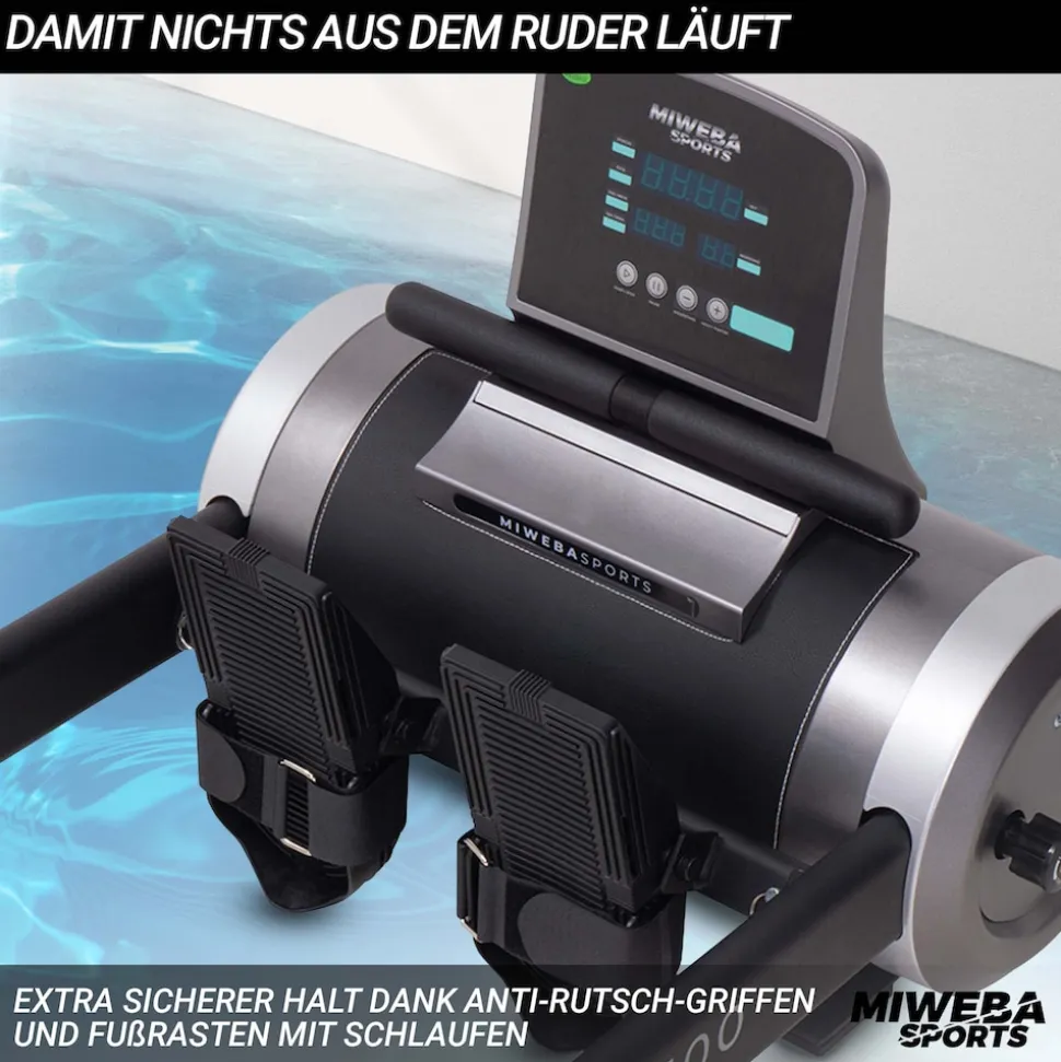 Miweba Sports Rudergerät MR100, Rudermaschine kompakt, Schaumstoff-Sitz, Display, Magnetbremse (Grau)