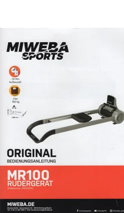 Miweba Sports Rudergerät MR100, Rudermaschine kompakt, Schaumstoff-Sitz, Display, Magnetbremse (Grau)