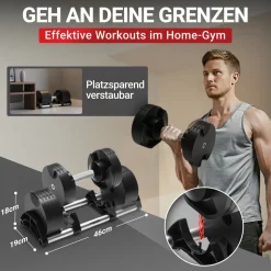Miweba Sports verstellbare Kurzhantel VH200, Stahl, 2-28 kg, Hantelstange mit Profil, Halte-Gestell (28 kg)