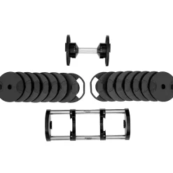 Miweba Sports verstellbare Kurzhantel VH200, Stahl, 2-28 kg, Hantelstange mit Profil, Halte-Gestell (28 kg)