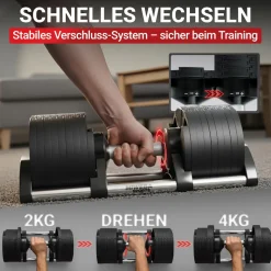Miweba Sports verstellbare Kurzhantel VH200, Stahl, 2-28 kg, Hantelstange mit Profil, Halte-Gestell (28 kg)