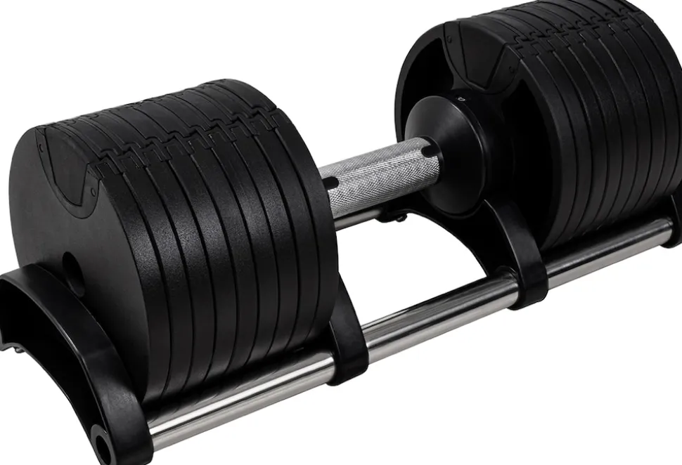 Miweba Sports verstellbare Kurzhantel VH200, Stahl, 2-28 kg, Hantelstange mit Profil, Halte-Gestell (28 kg)