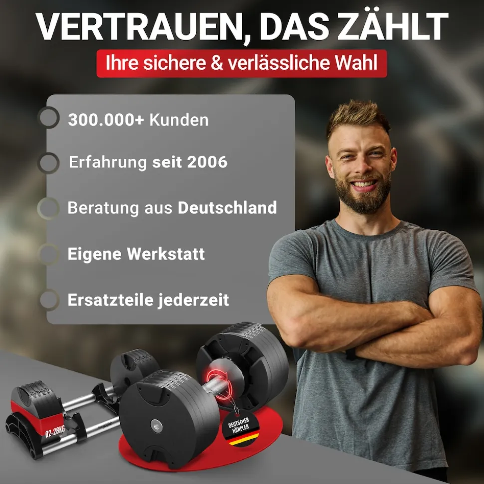 Miweba Sports verstellbare Kurzhantel VH200, Stahl, 2-28 kg, Hantelstange mit Profil, Halte-Gestell (28 kg)