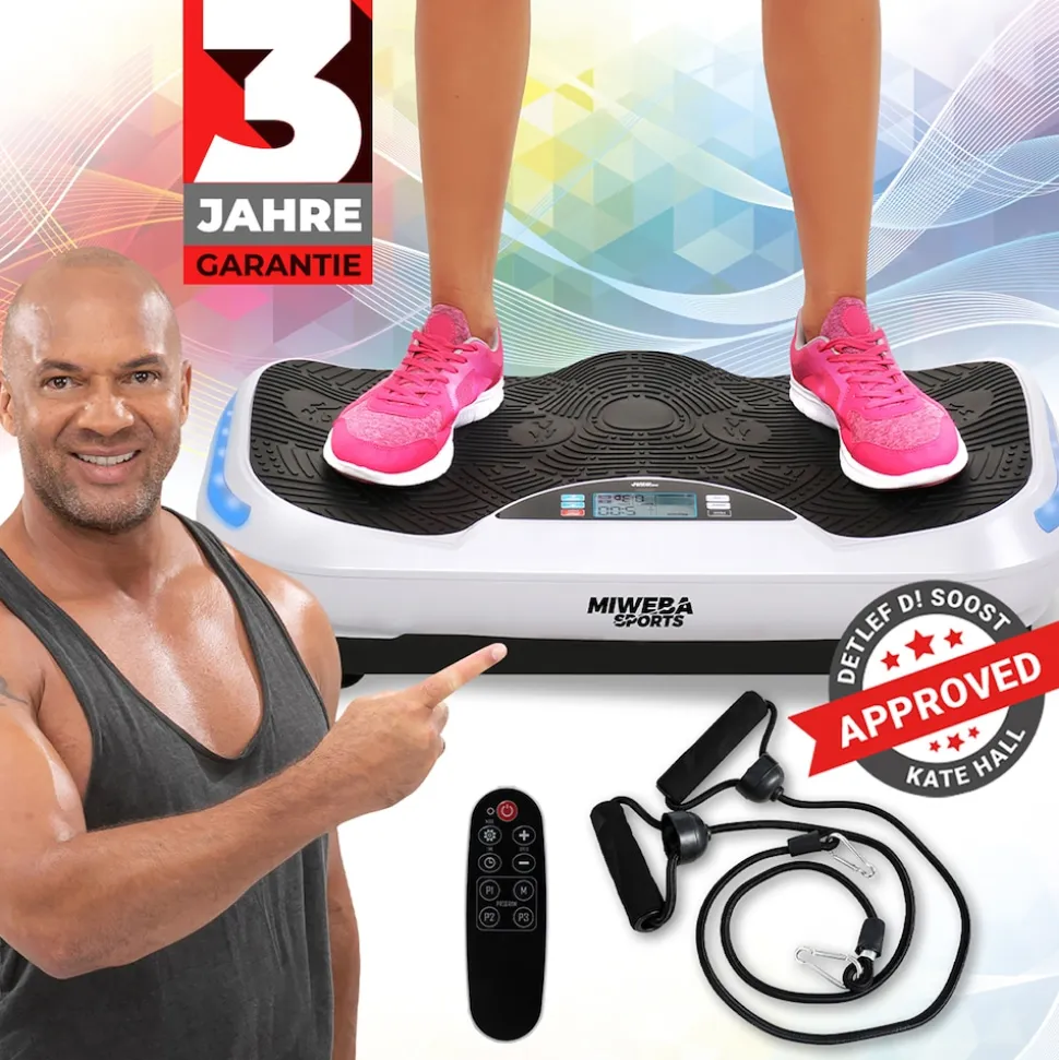 Miweba Sports Vibrationsplatte MV300, 4D-Wave-Vibration, Fernbedienung, 800 Watt, 16 Stufen, LED (Weiß)