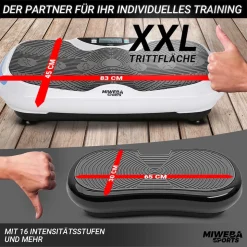 Miweba Sports Vibrationsplatte MV300, 4D-Wave-Vibration, Fernbedienung, 800 Watt, 16 Stufen, LED (Weiß)