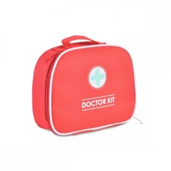 Moni Holzspielzeug Erste Hilfe Set 4501 Arztkoffer, 10-tlg, Tasche, Thermometer rot