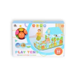 Moni 2 in 1 Kinderspielzelt Zoo 995-5001E, Bällebad, 50 Spielbälle, Stofftüren blau