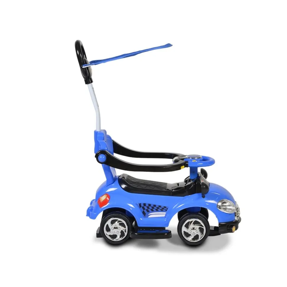 Moni 3 in 1 Rutschauto Paradies K401-3 Musik Schiebestange Sonnendach Fußstützen blau