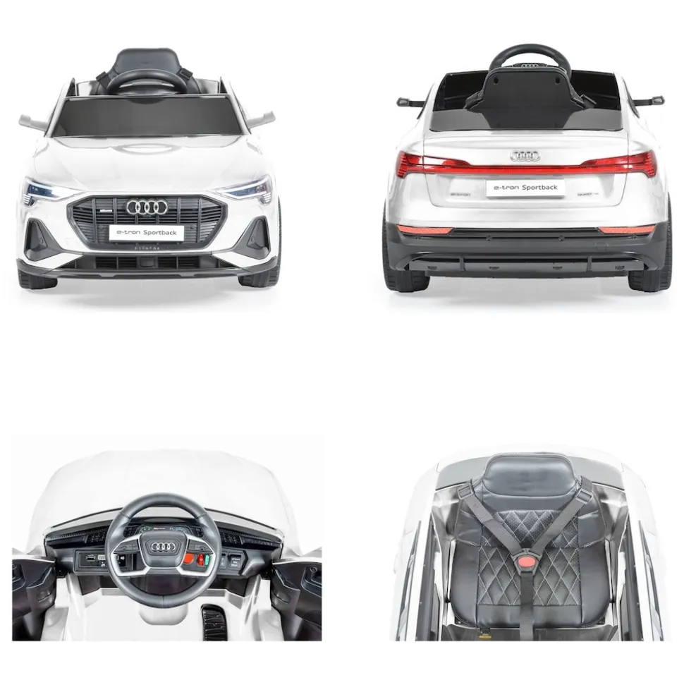 Moni Kinder Elektroauto Audi Sportback Fernbedienung Frontlichter Musik USB Gurt weiß
