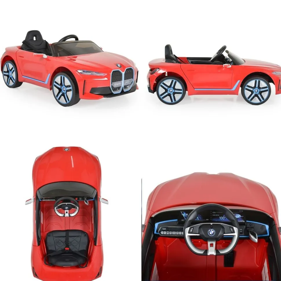 Moni Kinder Elektroauto BMW i4 MP3 EVA-Reifen Fernbedienung Lichter bis 30 kg rot