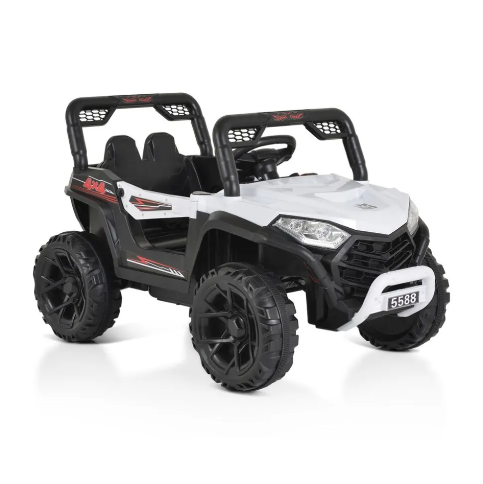 Moni Kinder Elektroauto Buggy UTV 5588 Fernbedienung MP3 Gurt 2 Motoren Lichter weiß