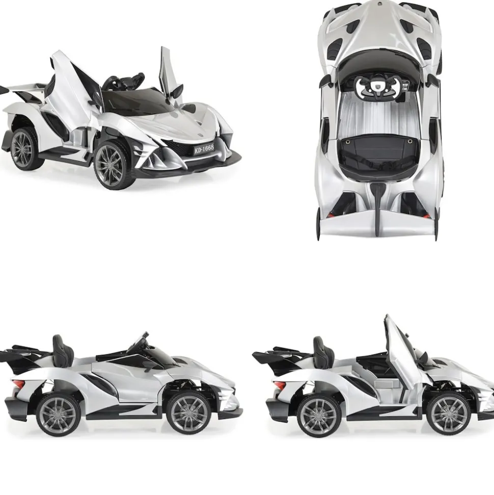 Moni Kinder Elektroauto Flash metallic 4 Motoren, MP3, Fernbedienung, EVA-Reifen silber