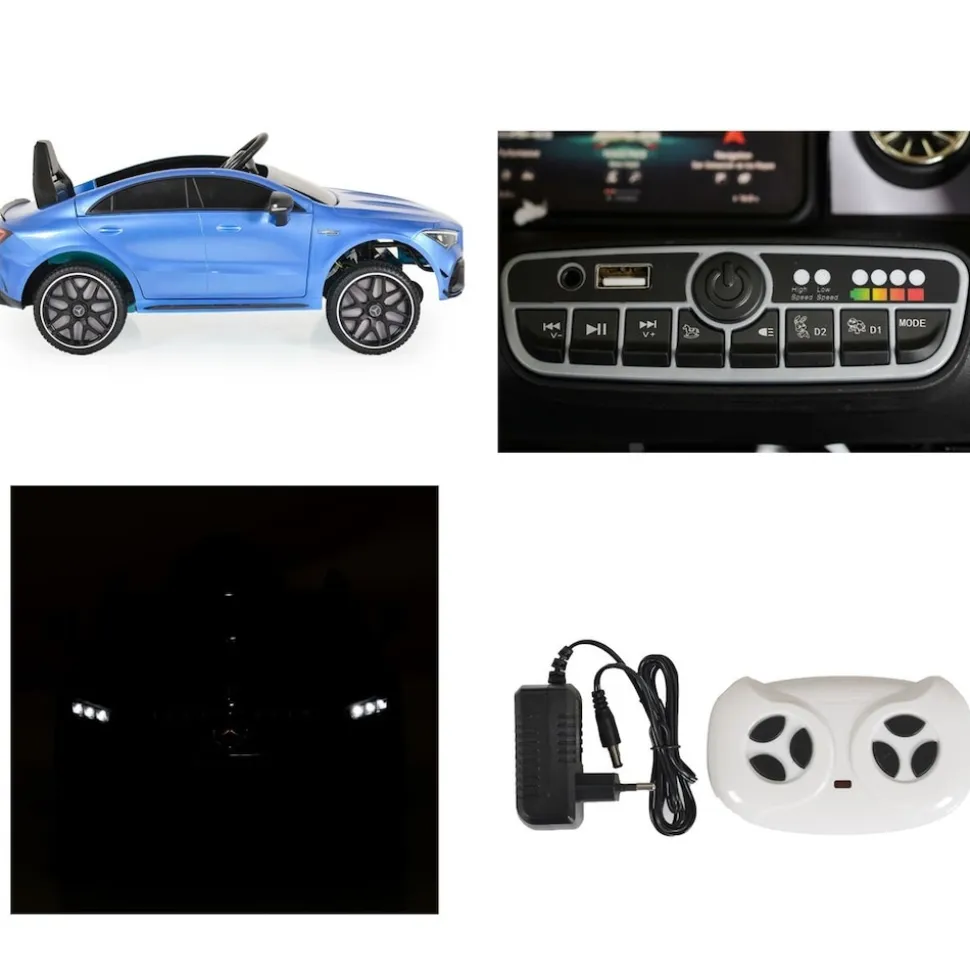Moni Kinder Elektroauto Mercedes-AMG CLA 45 Bluetooth Fernbedienung vier Motoren blau
