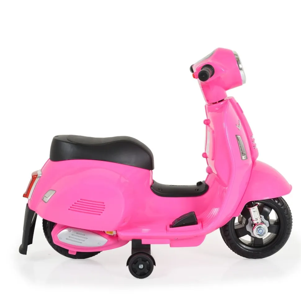 Moni Kinder Elektromotorrad Vespa GTS Super Sport, Roller, Frontleuchten, Hupe pink