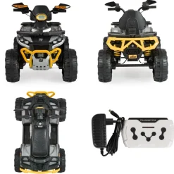 Moni Kinder Elektroquad Speed Kunststoffreifen Fernbedienung Scheinwerfer Musik gelb