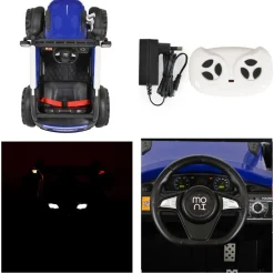 Moni Kinder-Elektro Traktor Harvest Fernbedienung, Hupe, Lichter, Musik, MP3 blau