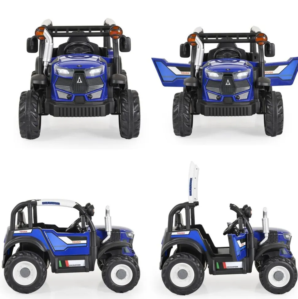 Moni Kinder-Elektro Traktor Harvest Fernbedienung, Hupe, Lichter, Musik, MP3 blau