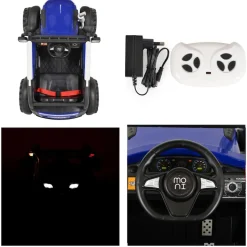 Moni Kinder-Elektro Traktor Harvest Fernbedienung, Hupe, Lichter, Musik, MP3 blau