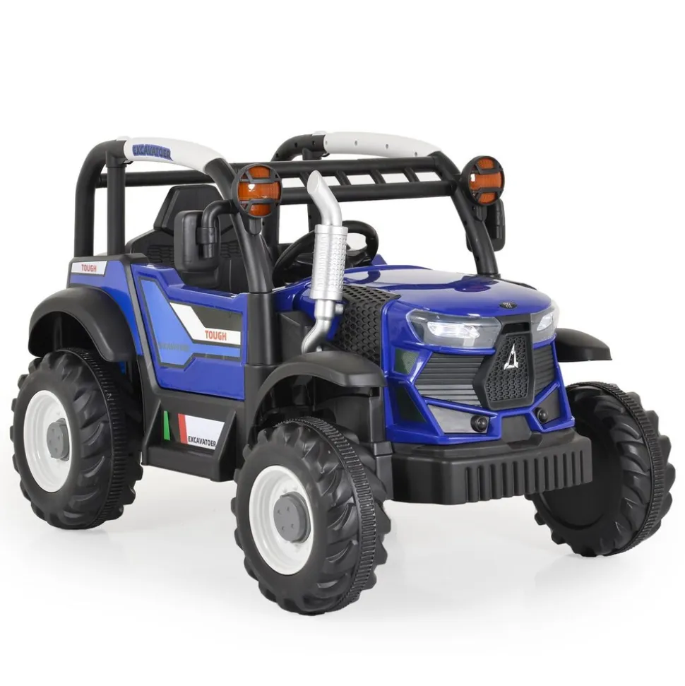 Moni Kinder-Elektro Traktor Harvest Fernbedienung, Hupe, Lichter, Musik, MP3 blau