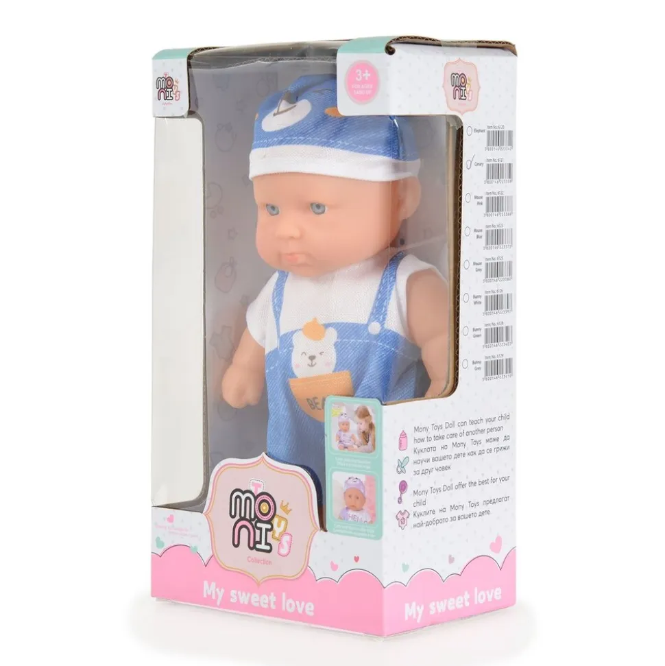 Moni Kinderpuppe 20 cm Babypuppe, Spielpuppe, Mütze, bewegliche Arme ab 3 Jahren blau
