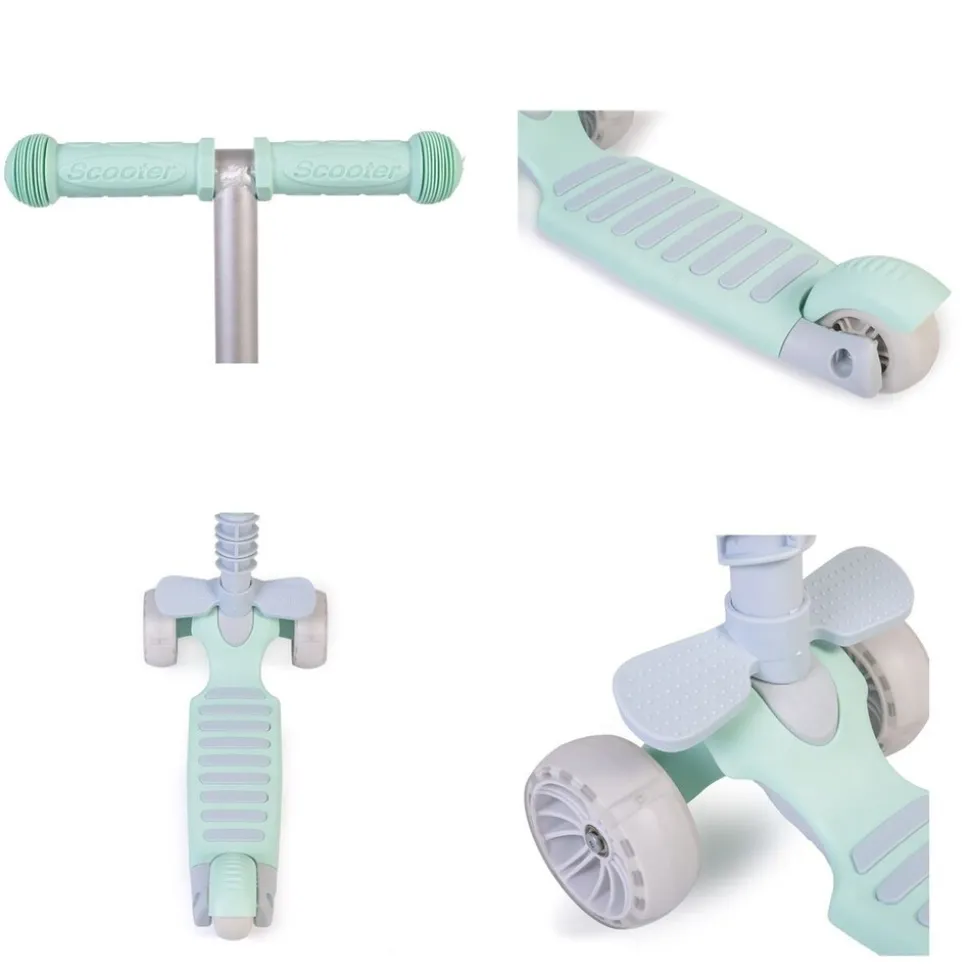 Moni Kinderroller Bubblegum 2 in 1, Höhe einstellbar, Sitz abnehmbar, 3 Räder grün