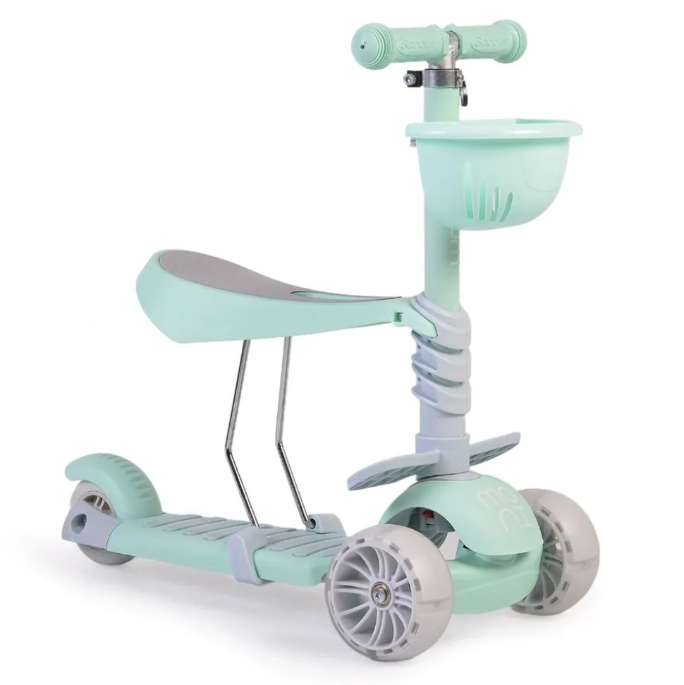Moni Kinderroller Bubblegum 2 in 1, Höhe einstellbar, Sitz abnehmbar, 3 Räder grün